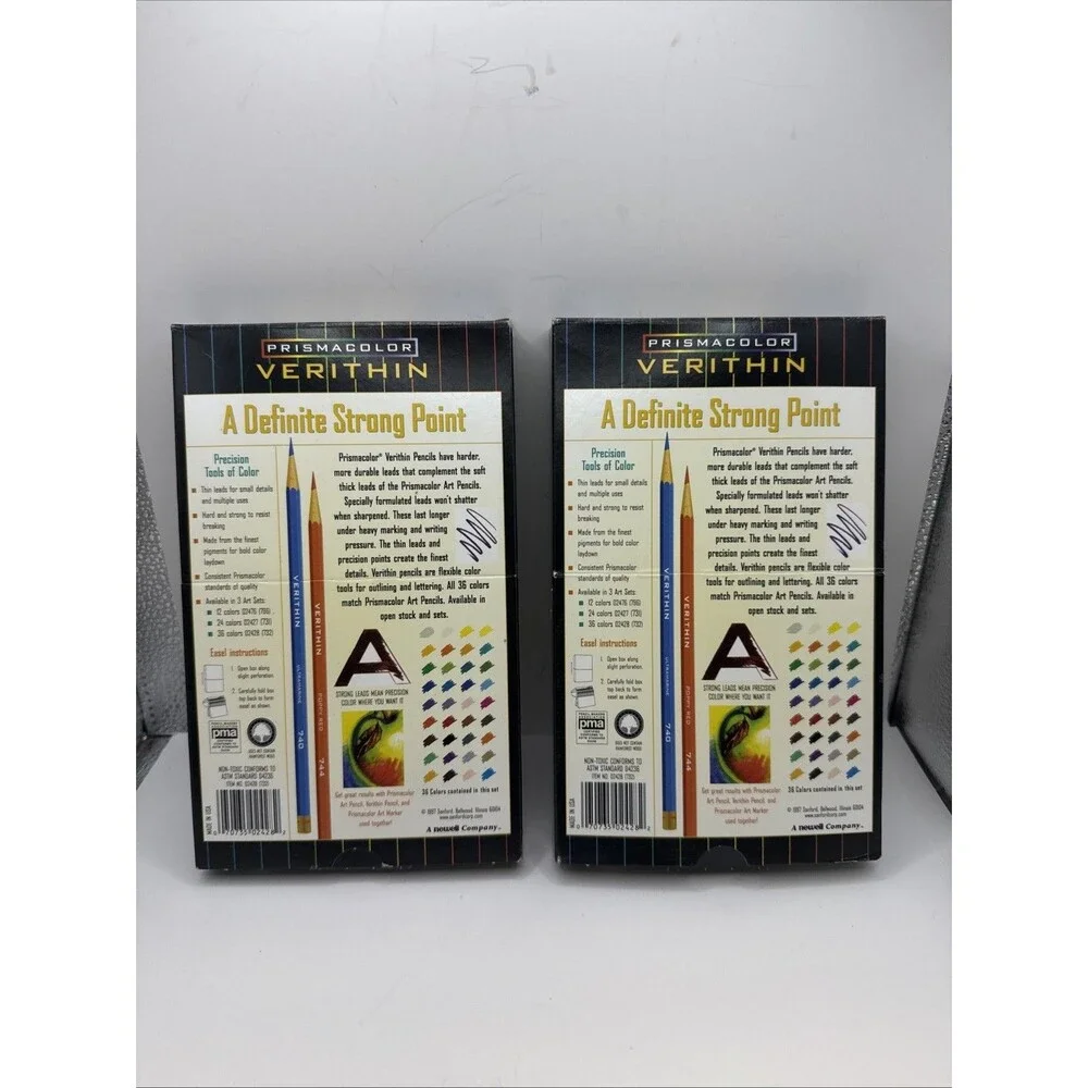 2 Prismacolor Verithin 36 Hard Thin Lead Colored Pencils Set Some New Some Used